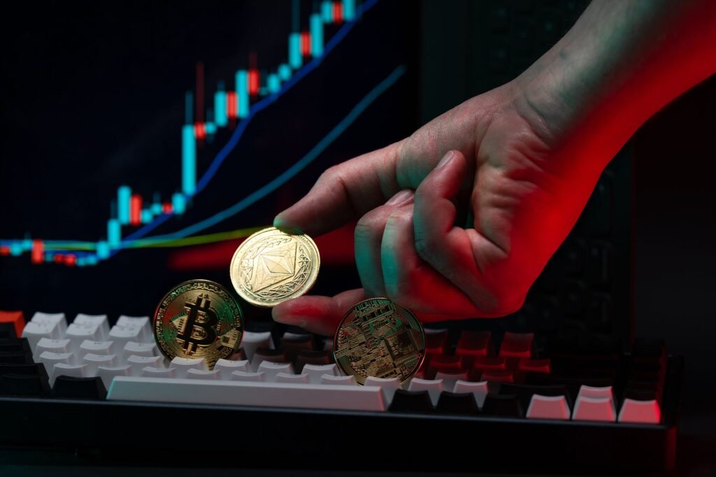 AI algorithm analyzing blockchain data for stablecoin and tokenization strategies
