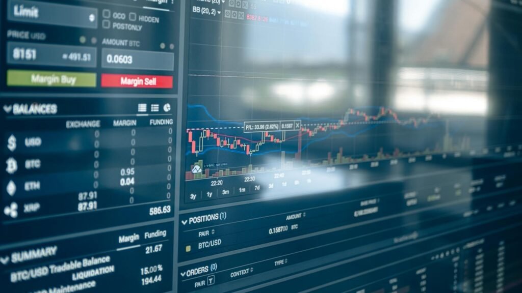 Graph showing Bitcoin volatility index futures on a trading screen with market data