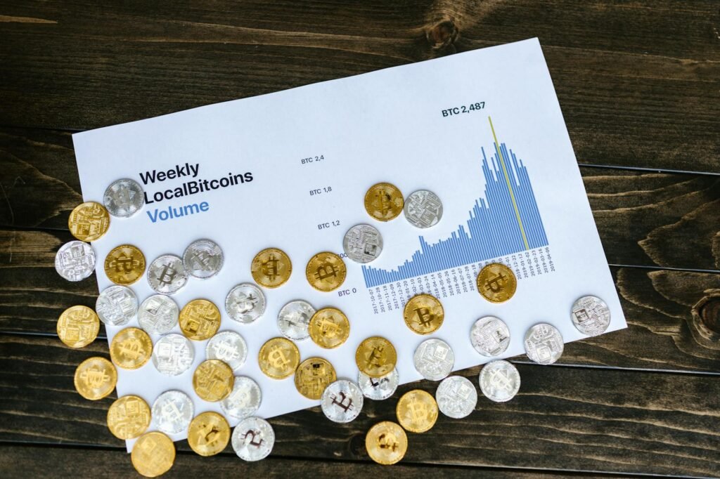 Abstract chart showing Bitcoin price volatility with an overlay representing futures contracts