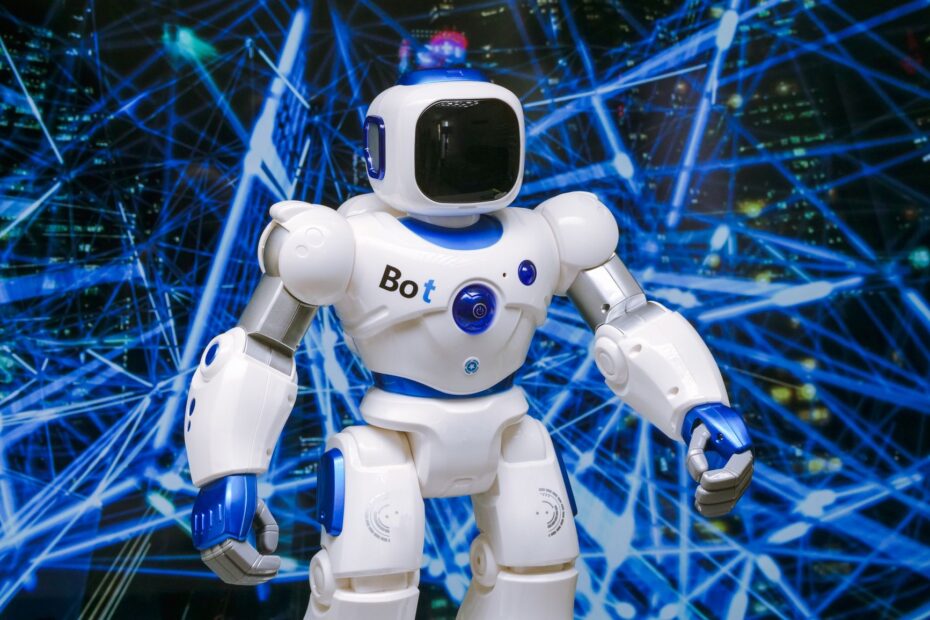 An illustration of an advanced AI agent interacting with digital assets and cryptocurrency interfaces.