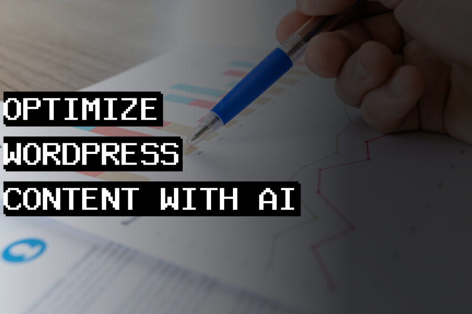 Artificial intelligence software analyzing website content on a computer screen, showing graphs and data for content optimization insights.