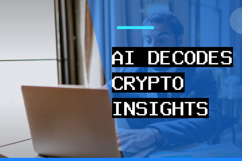 A financial analyst using AI tools on a laptop to analyze crypto market trends