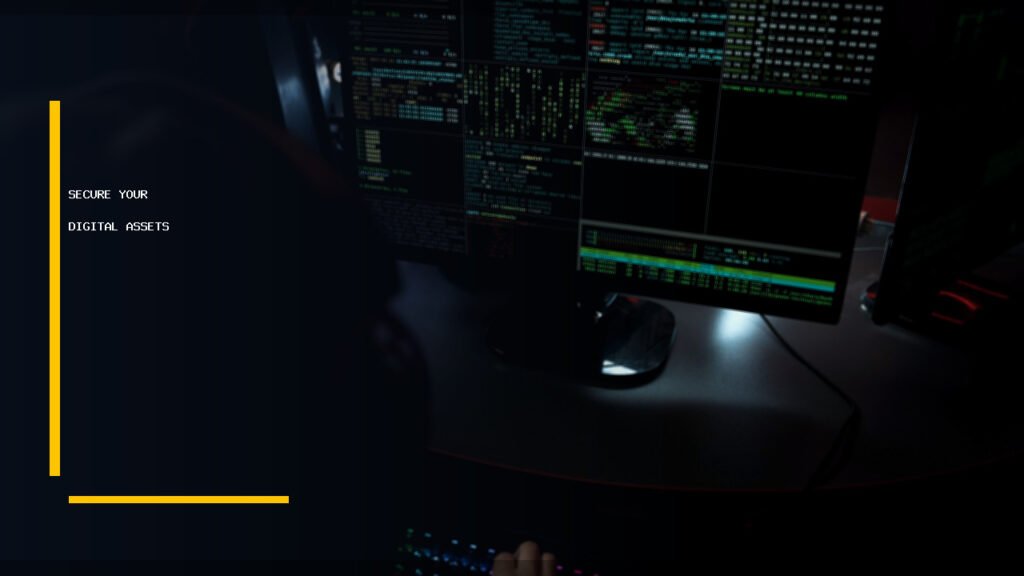 A cybersecurity professional intently monitoring multiple screens displaying complex data and security alerts, emphasizing the critical role of AI in protecting financial and cryptocurrency WordPress websites.