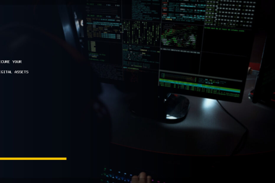 A cybersecurity professional intently monitoring multiple screens displaying complex data and security alerts, emphasizing the critical role of AI in protecting financial and cryptocurrency WordPress websites.