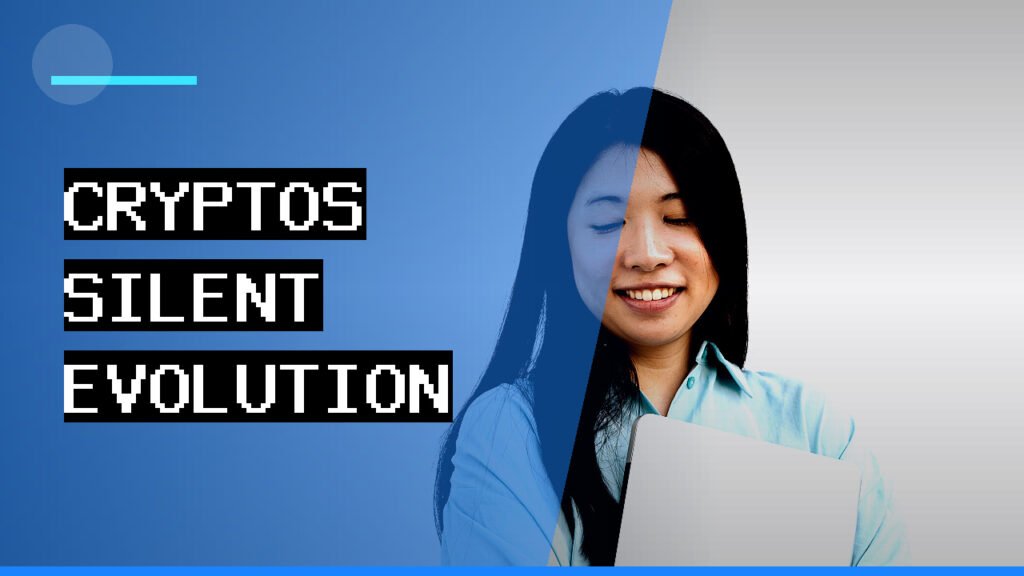 A professional woman in a modern office intently analyzing blockchain data on computer screens, representing the hidden work behind crypto advancements and the continuous evolution of digital assets.