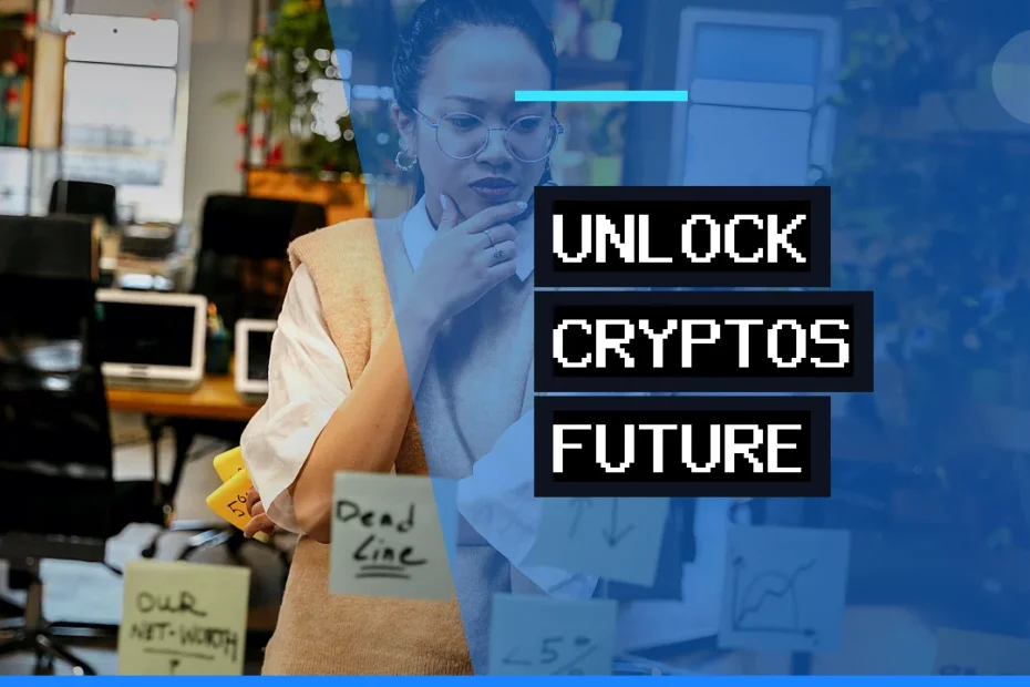 A professional woman thoughtfully analyzing complex blockchain data on her laptop, highlighting the hidden depths of cryptocurrency technology and its evolving architecture.