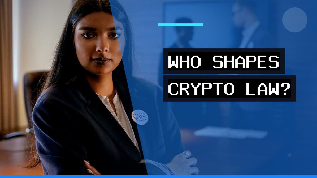 A professional woman in a modern office setting, looking thoughtful while discussing cryptocurrency legislation, symbolizing the hidden influences at play in policy-making.
