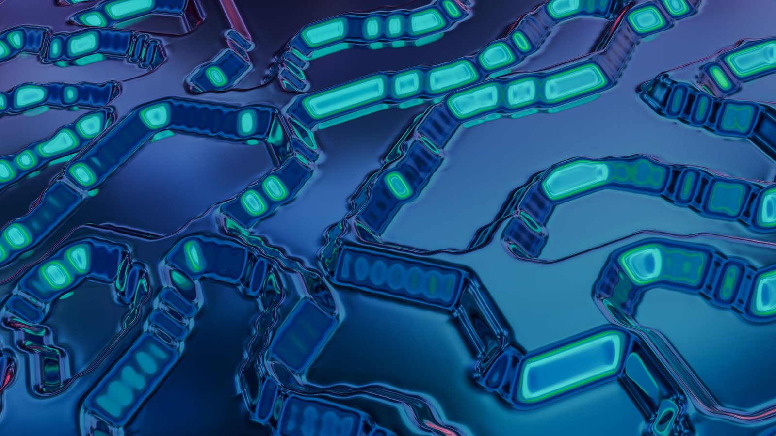 High-tech abstract art featuring blue and teal circuit-like patterns with a digital vibe.