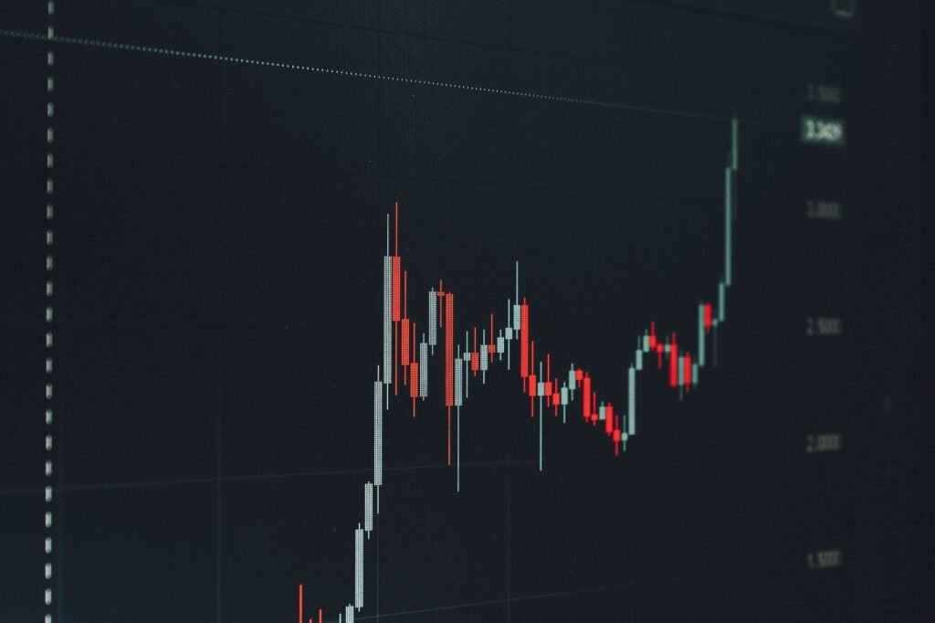 Decentralized perpetual futures trading platform showing real-time charts on a blockchain interface