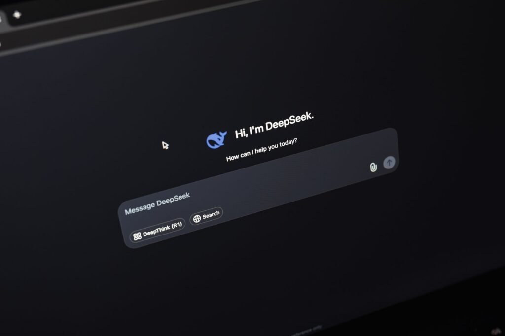 Illustration of an AI robot hand interacting with a digital payment interface, showing stablecoin logos.