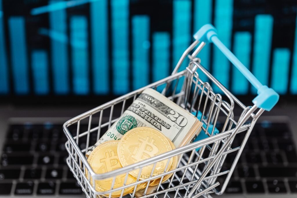 Abstract illustration of AI robots conducting cross-border stablecoin transactions for microbusinesses, symbolizing efficiency and global reach.