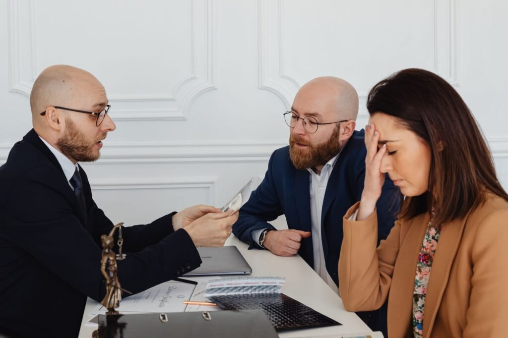 Artificial intelligence agents resolving disputes in a blockchain-based financial system, symbolizing trust in digital transactions.