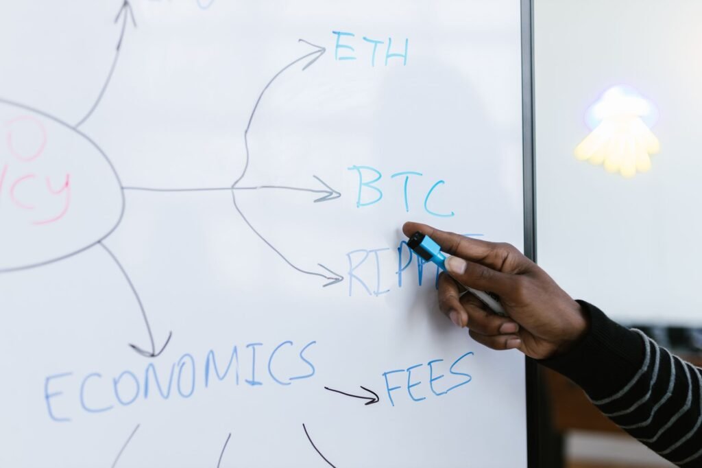 Diverse crypto self-custody tools including a hardware wallet, smartphone, and paper with a seed phrase