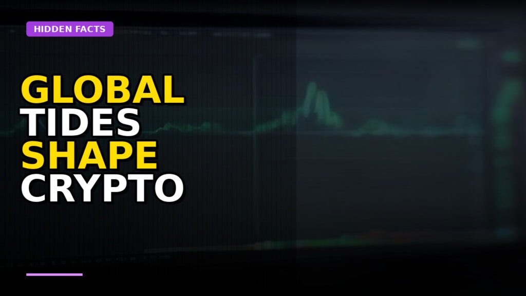 Abstract representation of unseen economic and regulatory forces influencing the crypto market
