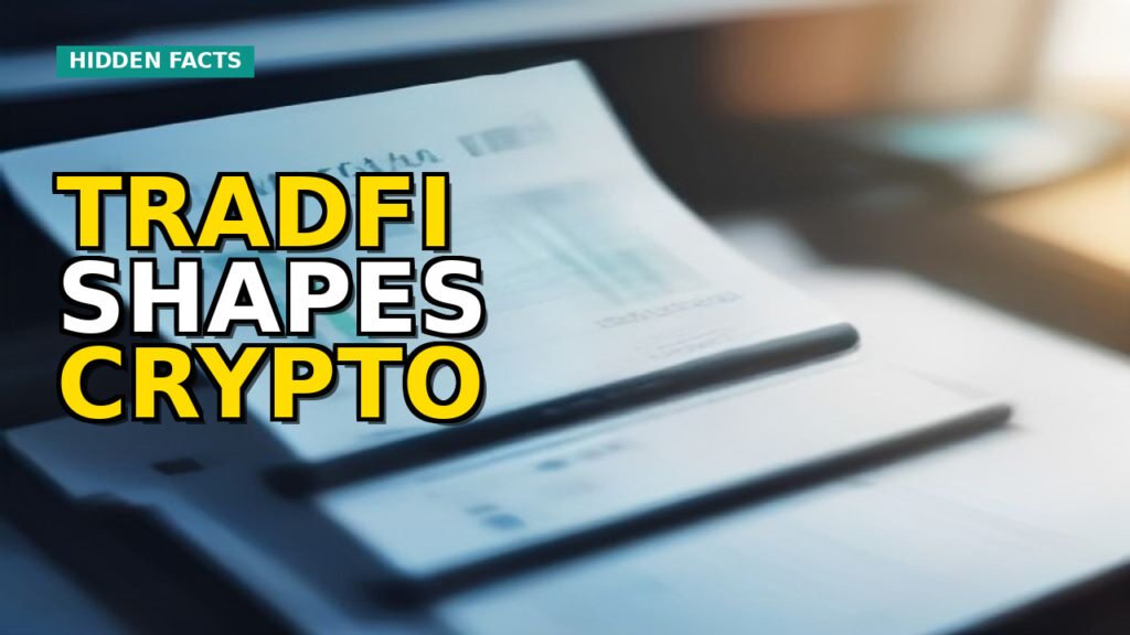 Abstract representation of traditional finance and crypto markets intertwined