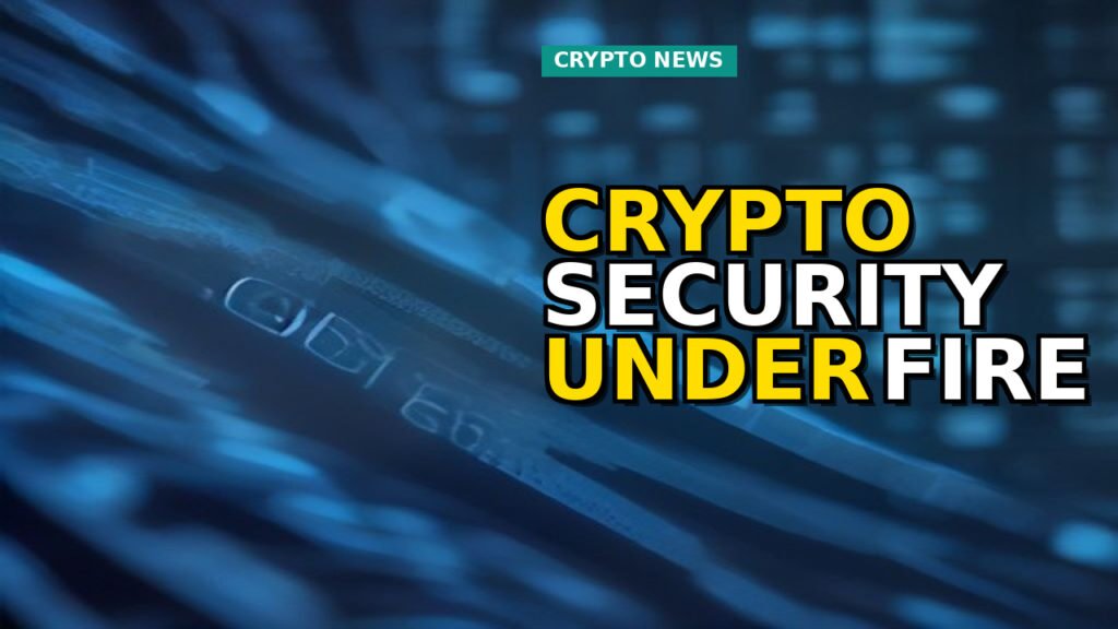 A digital network grid showing a breach and regulatory symbols, representing crypto's challenges.