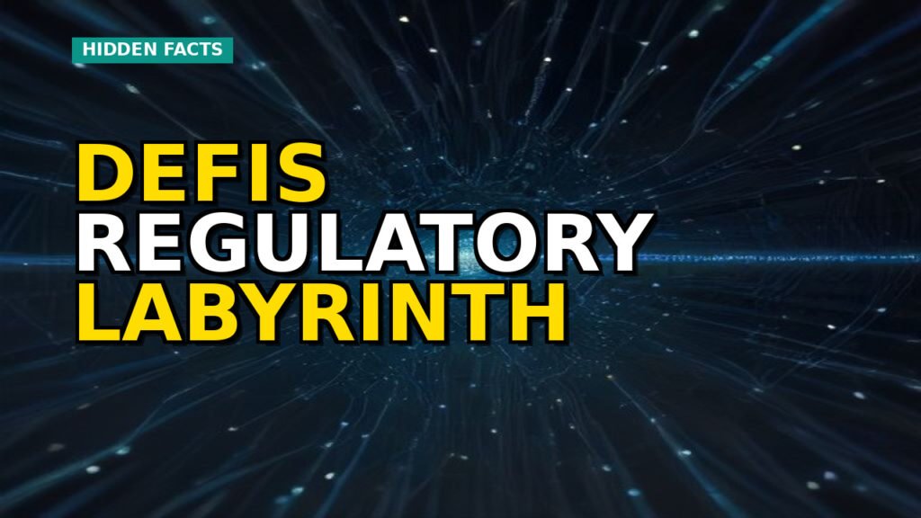 Abstract representation of regulatory complexity in decentralized finance and blockchain technology