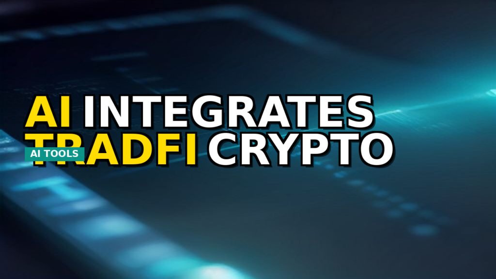 AI-powered bridge between traditional finance and cryptocurrency markets, illustrating data flow