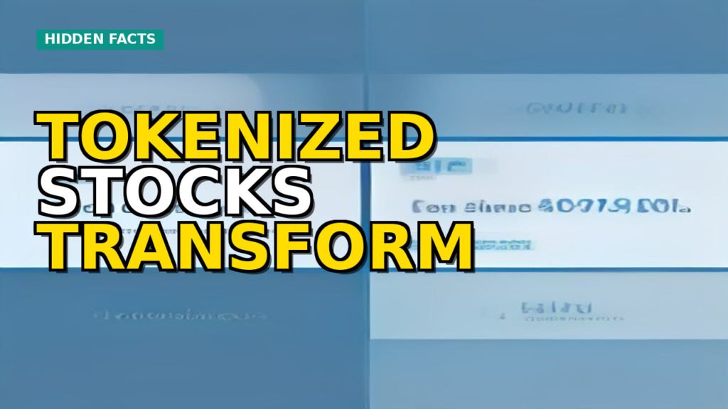 Abstract representation of tokenized stocks integrating into automated on-chain portfolios with blockchain elements.