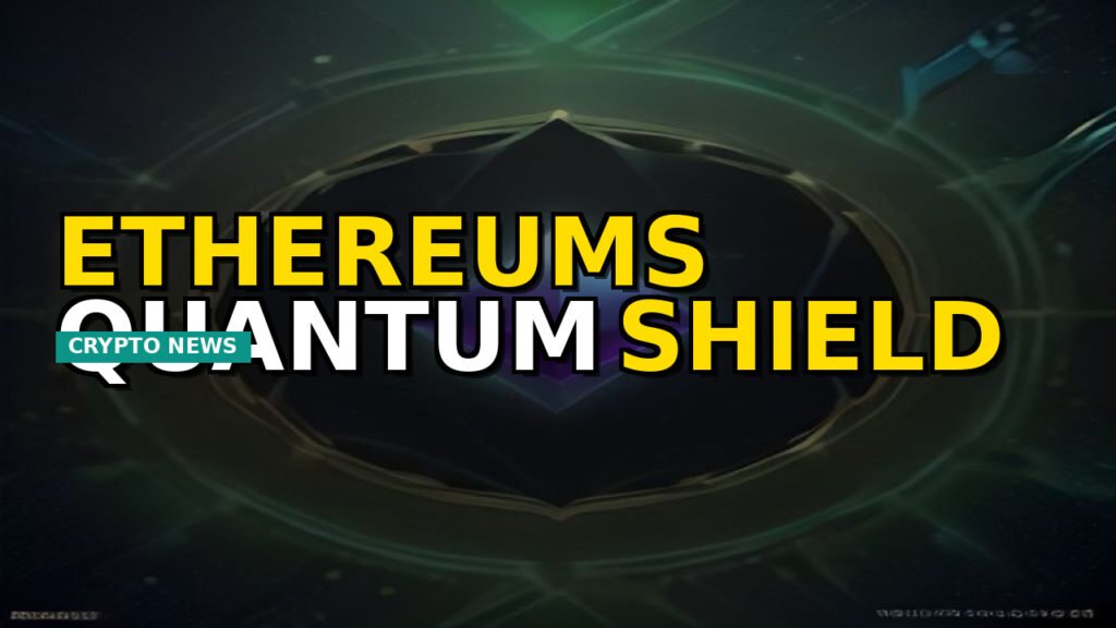A visual metaphor of the Ethereum network being protected by a quantum-resistant shield, symbolizing advanced cryptographic security.