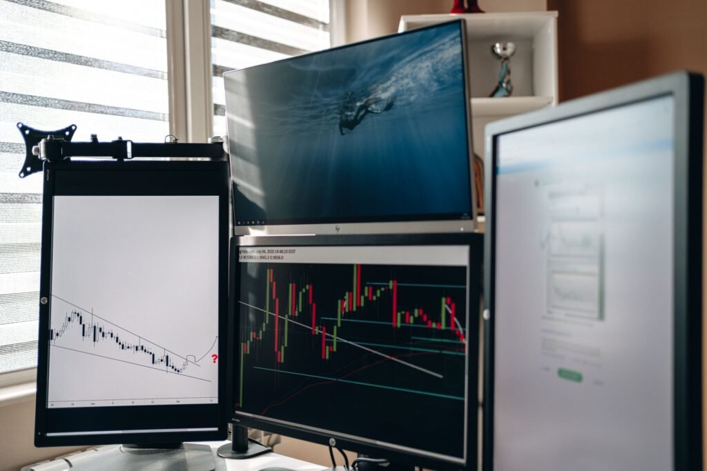 Abstract representation of interconnected financial data streams