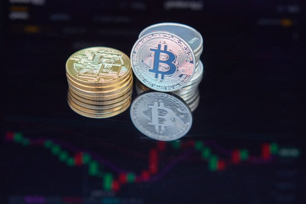 Abstract representation of a crowded Bitcoin futures market with limited exit liquidity, symbolizing potential volatility.