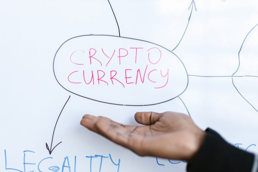 Abstract representation of AI analyzing complex data for corporate crypto strategy and due diligence