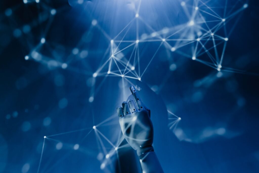 Abstract representation of AI agents transacting on a digital payment network