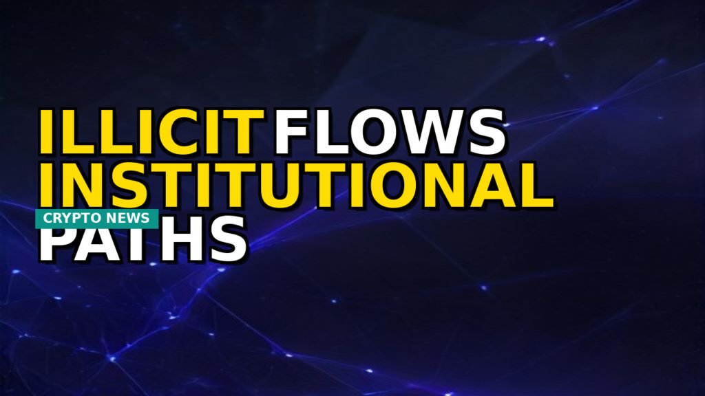 Digital balance scale weighing illicit blockchain transactions against secure institutional tokenized assets.