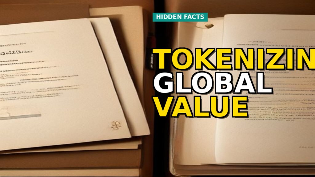 Digital representation of tokenized traditional assets on a blockchain network, symbolizing global financial integration.