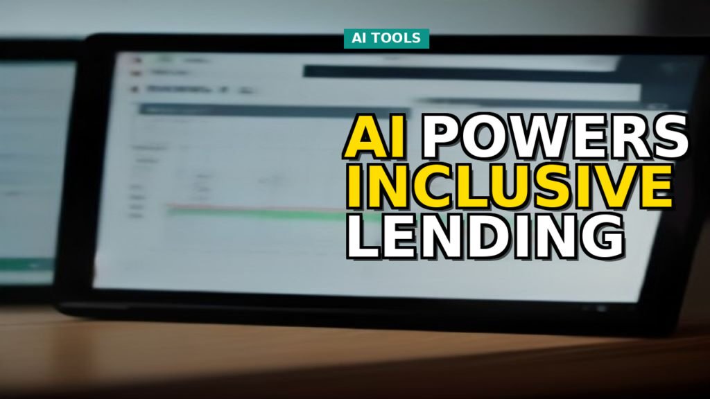 Abstract representation of AI connecting traditional and decentralized financial systems for inclusive lending and global financial access.