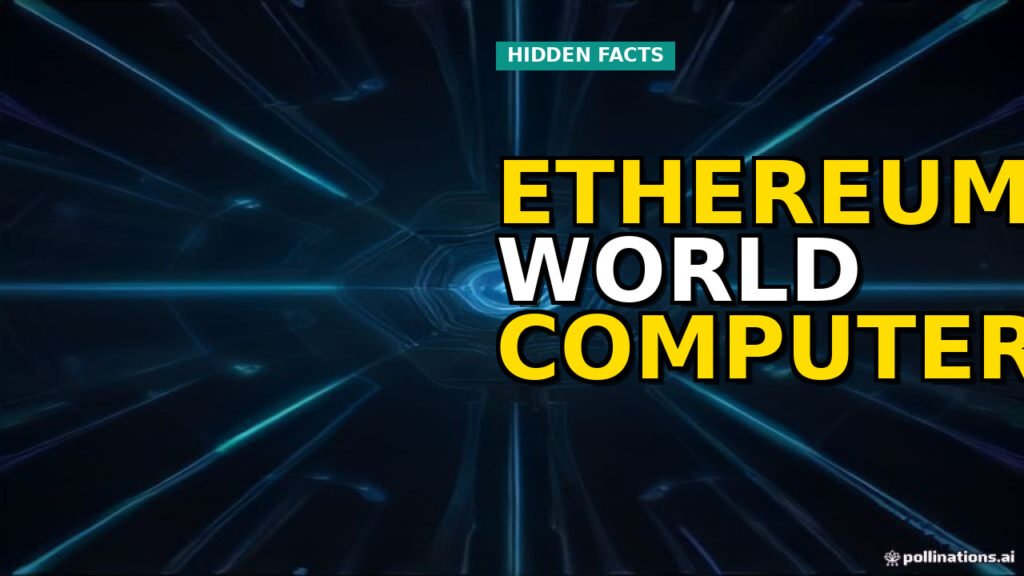 Abstract representation of Ethereum's future as a world cryptographic computer, showing interconnected data processing nodes and efficient information flow.