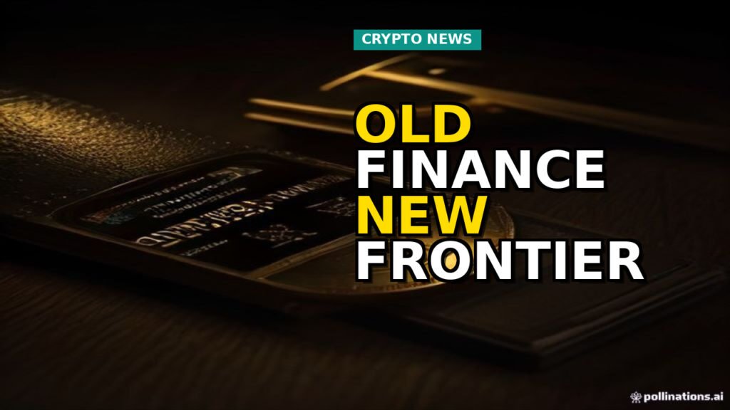 A visual representation of institutional finance merging with blockchain technology, with a regulatory balance scale in the foreground, symbolizing the complex forces shaping the crypto market.