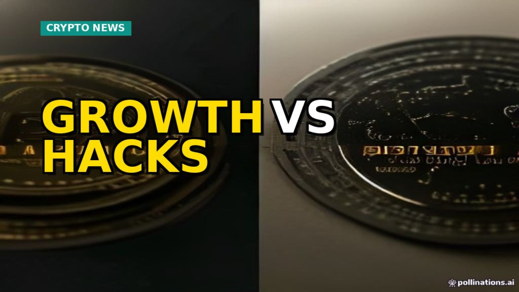 A visual metaphor for crypto's dual narrative, showing Bitcoin's growth alongside shadows of security risks and regulatory challenges.