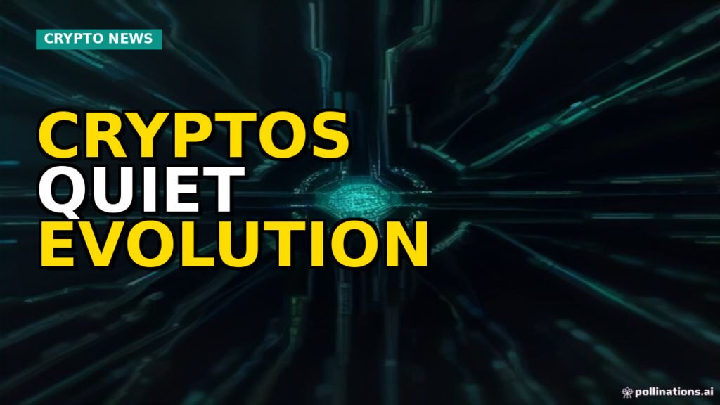 A dynamic visual representing the convergence of human talent, AI intelligence, and traditional finance structures within the evolving crypto ecosystem, with a slight bullish sentiment.