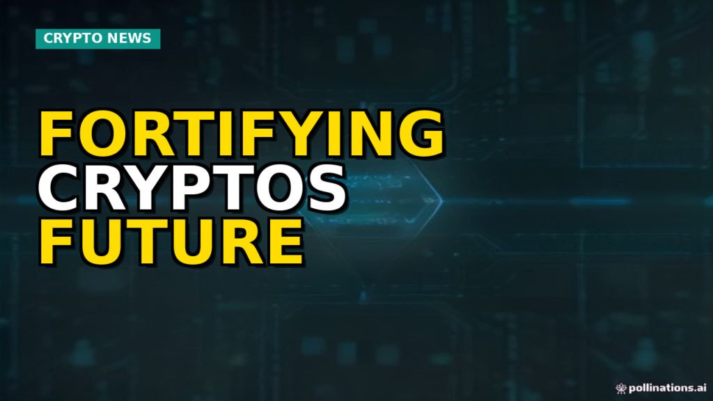 Blockchain network with secure protocols, integrating with traditional finance, representing adaptation to AI and quantum threats.