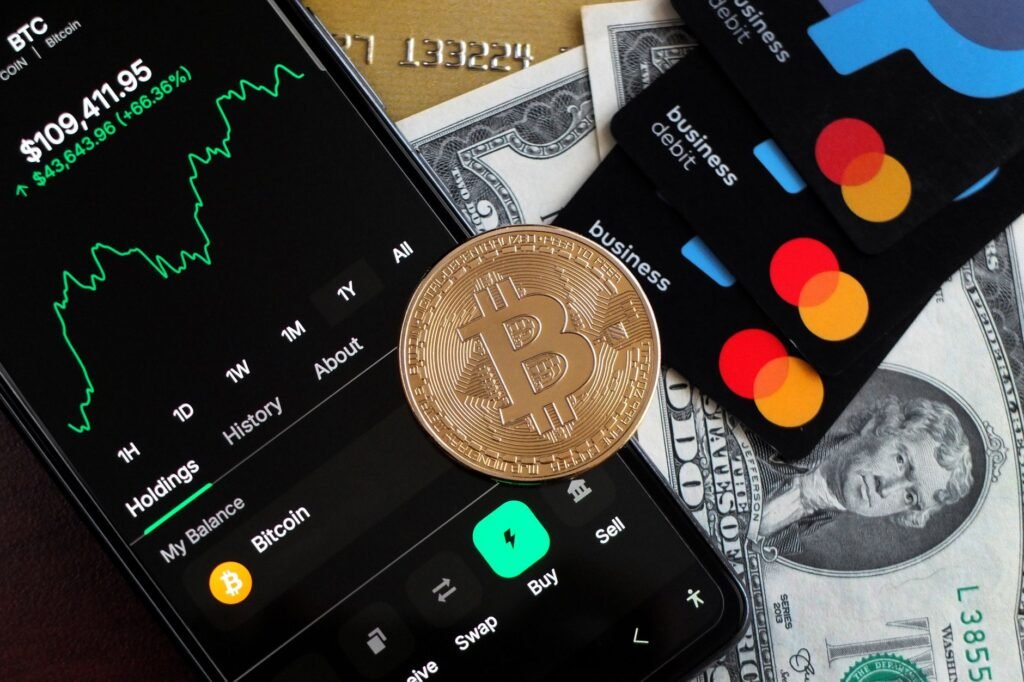Abstract representation of traditional financial symbols merging with blockchain and digital asset icons, illustrating the quiet fusion of finance and crypto.